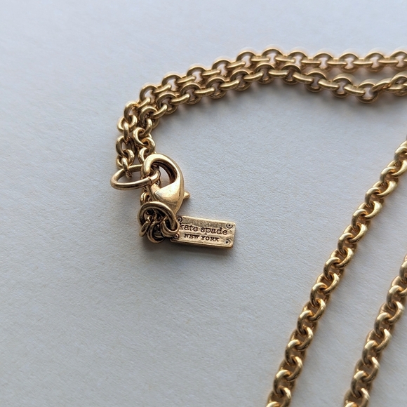 Kate Spade Gold/ Citrine Amber Circular Pendant Long Necklace Gold Chain - Picture 5 of 8